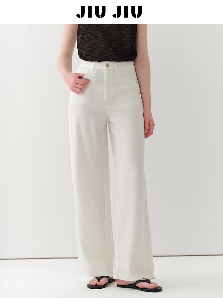 High-Waist Lyocell Denim Pants