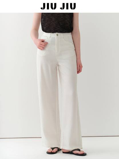 High-Waist Lyocell Denim Pants