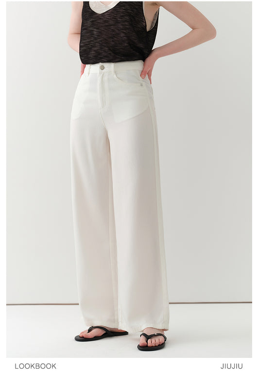 High-Waist Lyocell Denim Pants