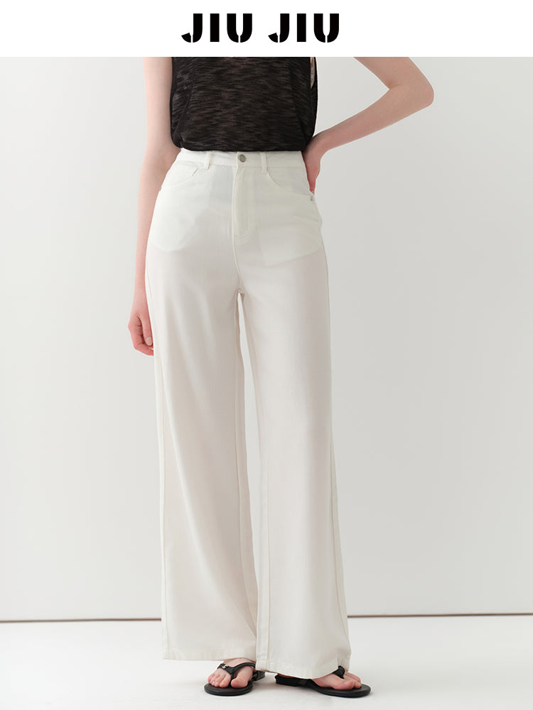 High-Waist Lyocell Denim Pants
