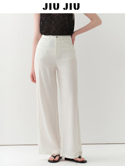 High-Waist Lyocell Denim Pants