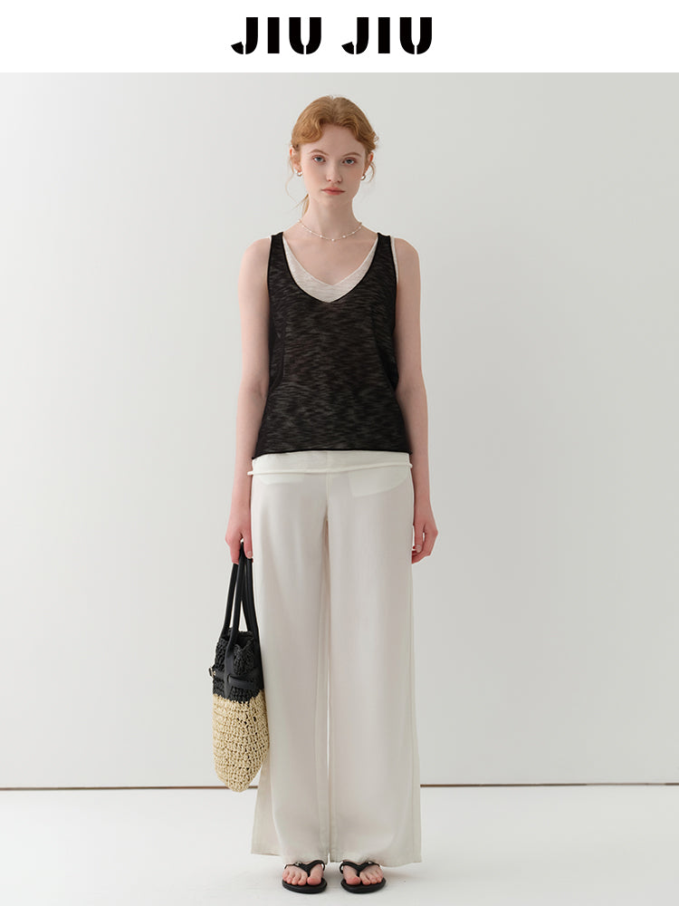 High-Waist Lyocell Denim Pants