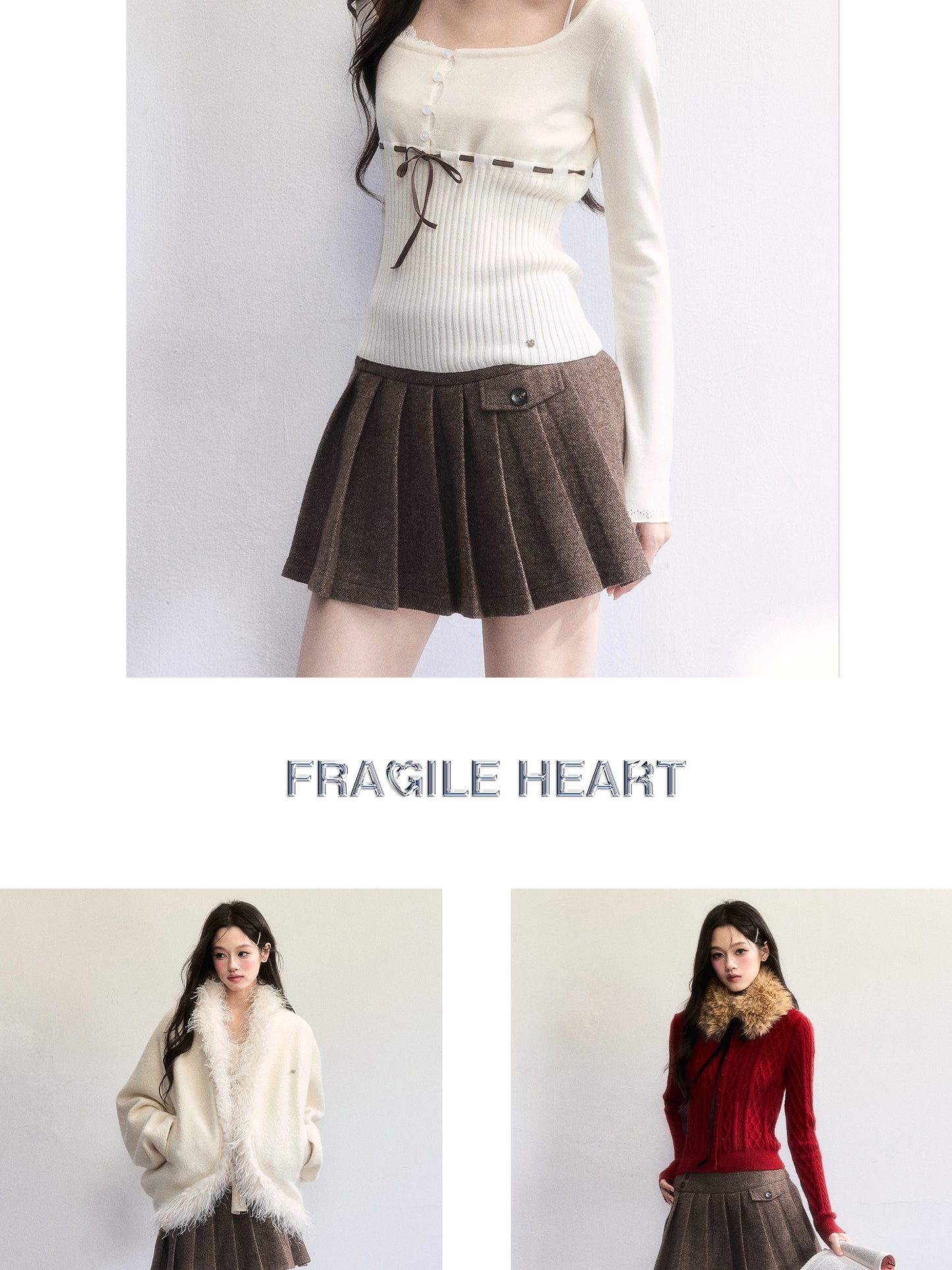 Wool Blend Pleated Preppy Mini Skirt