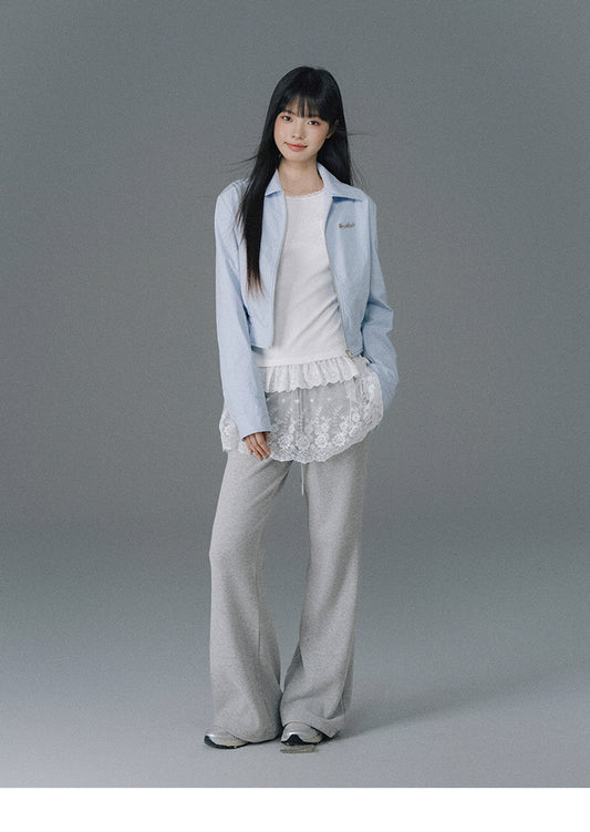 Cinched Waist Zip-Up Jacket With Charm