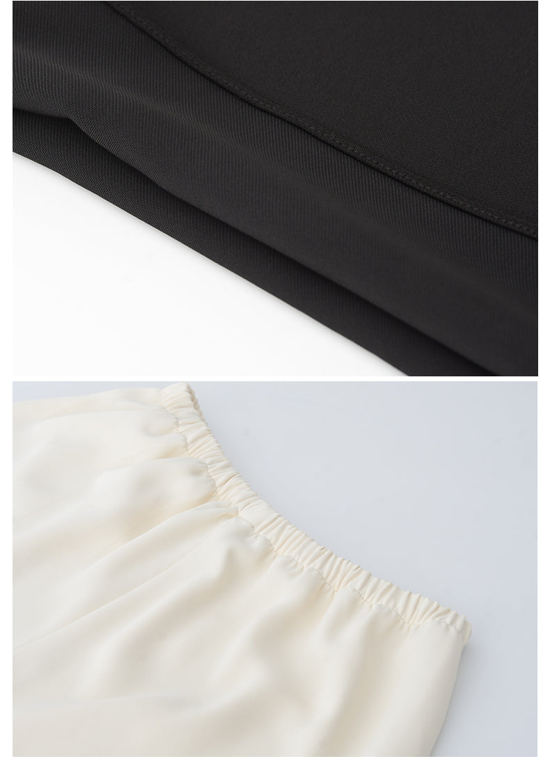 Elastic Waist Flowy Pants With Slimming Effect