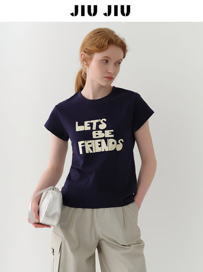 Message Printed Cotton T-Shirt