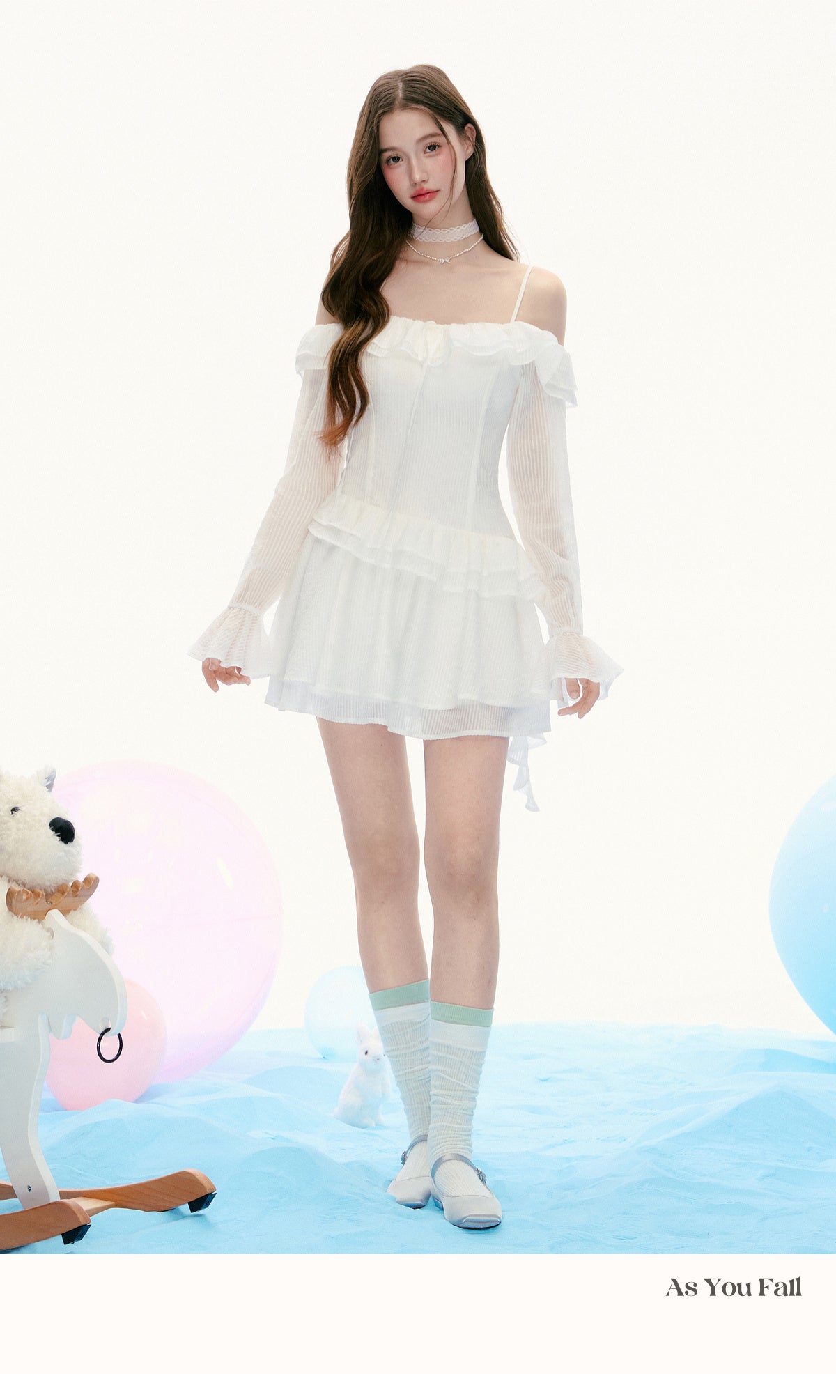 Asymmetric Waist Ruffled Dress With Spaghetti Straps