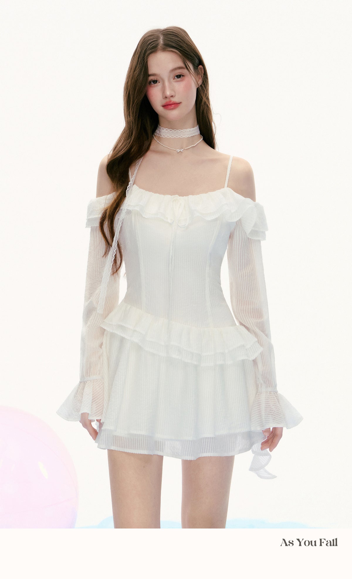 Asymmetric Waist Ruffled Dress With Spaghetti Straps