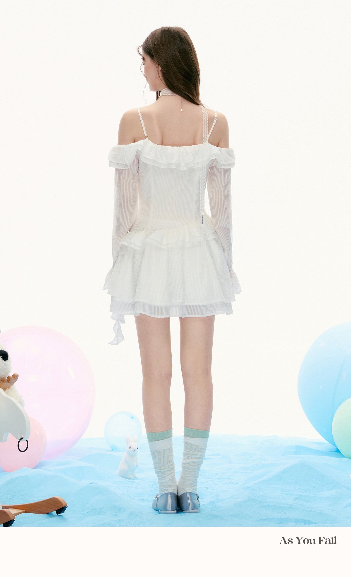 Asymmetric Waist Ruffled Dress With Spaghetti Straps