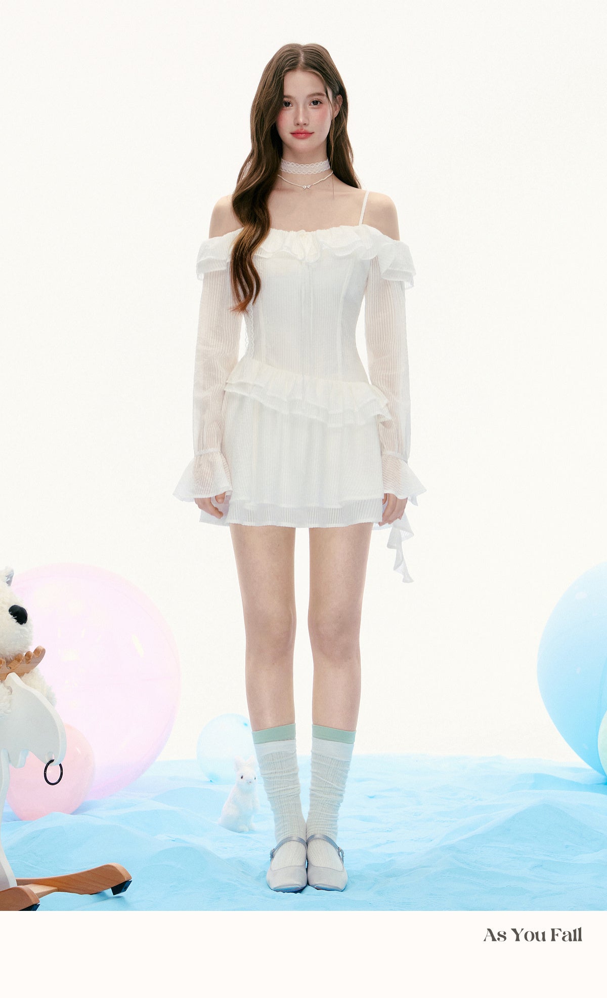 Asymmetric Waist Ruffled Dress With Spaghetti Straps