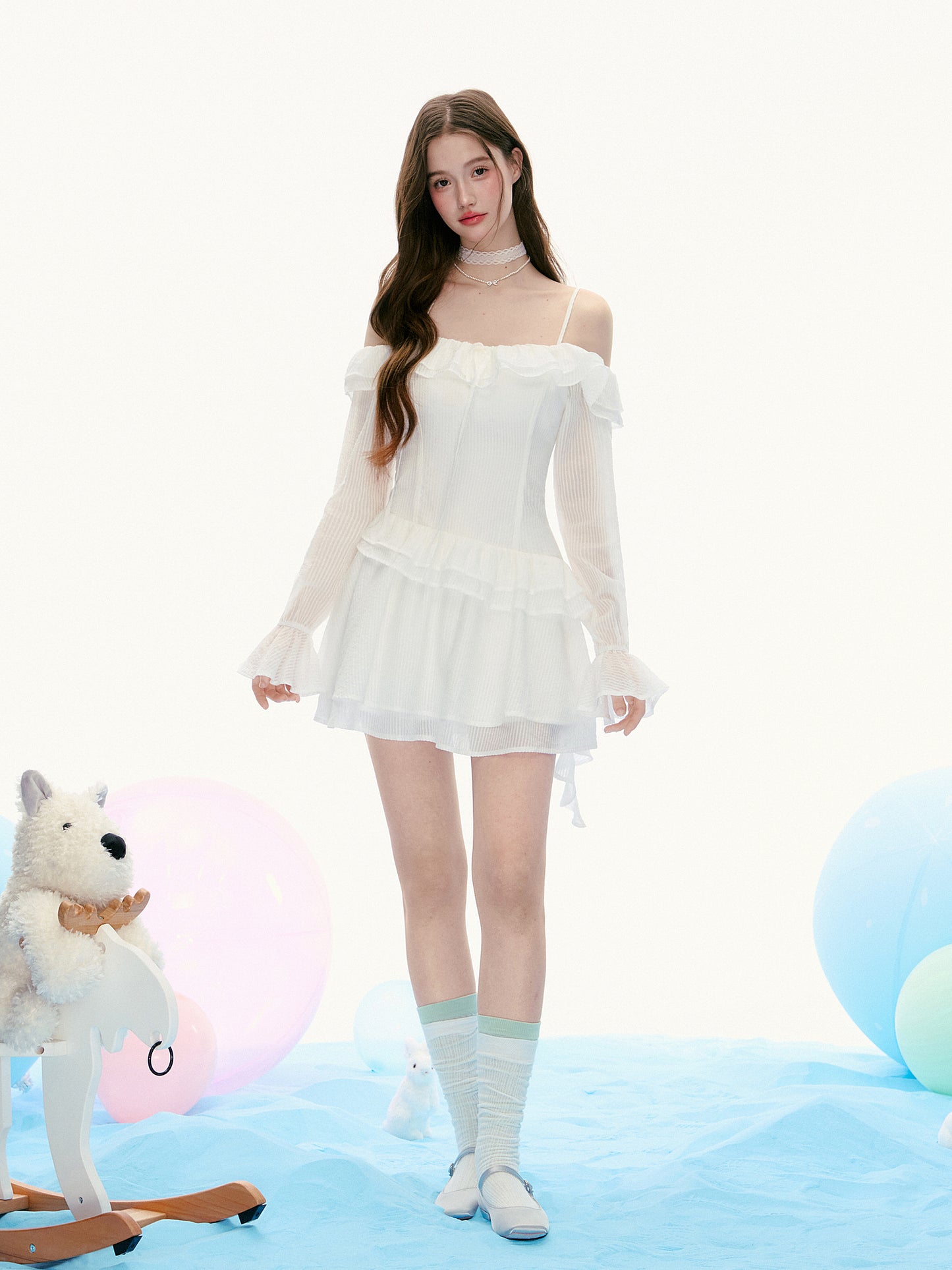 Asymmetric Waist Ruffled Dress With Spaghetti Straps
