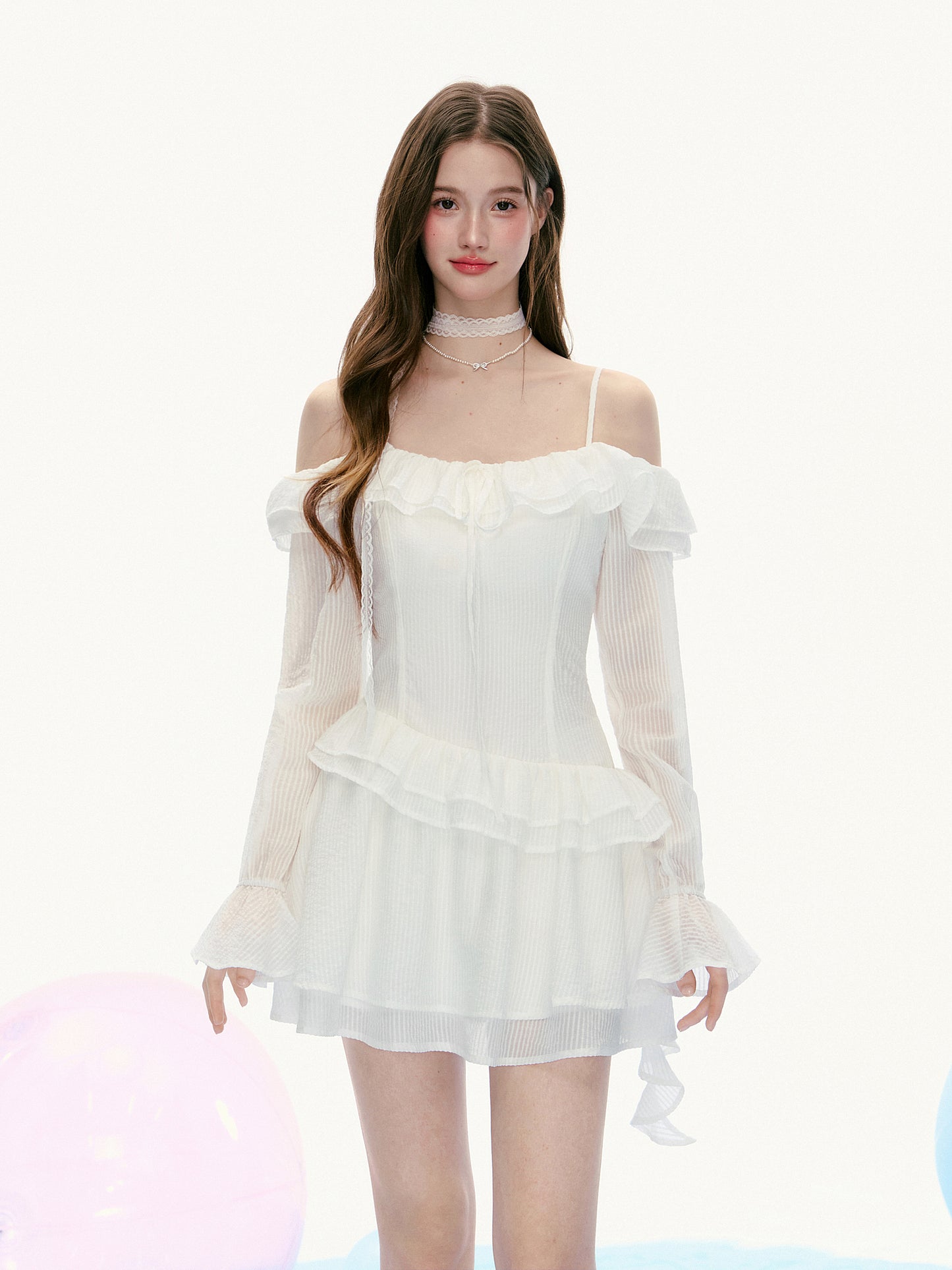 Asymmetric Waist Ruffled Dress With Spaghetti Straps