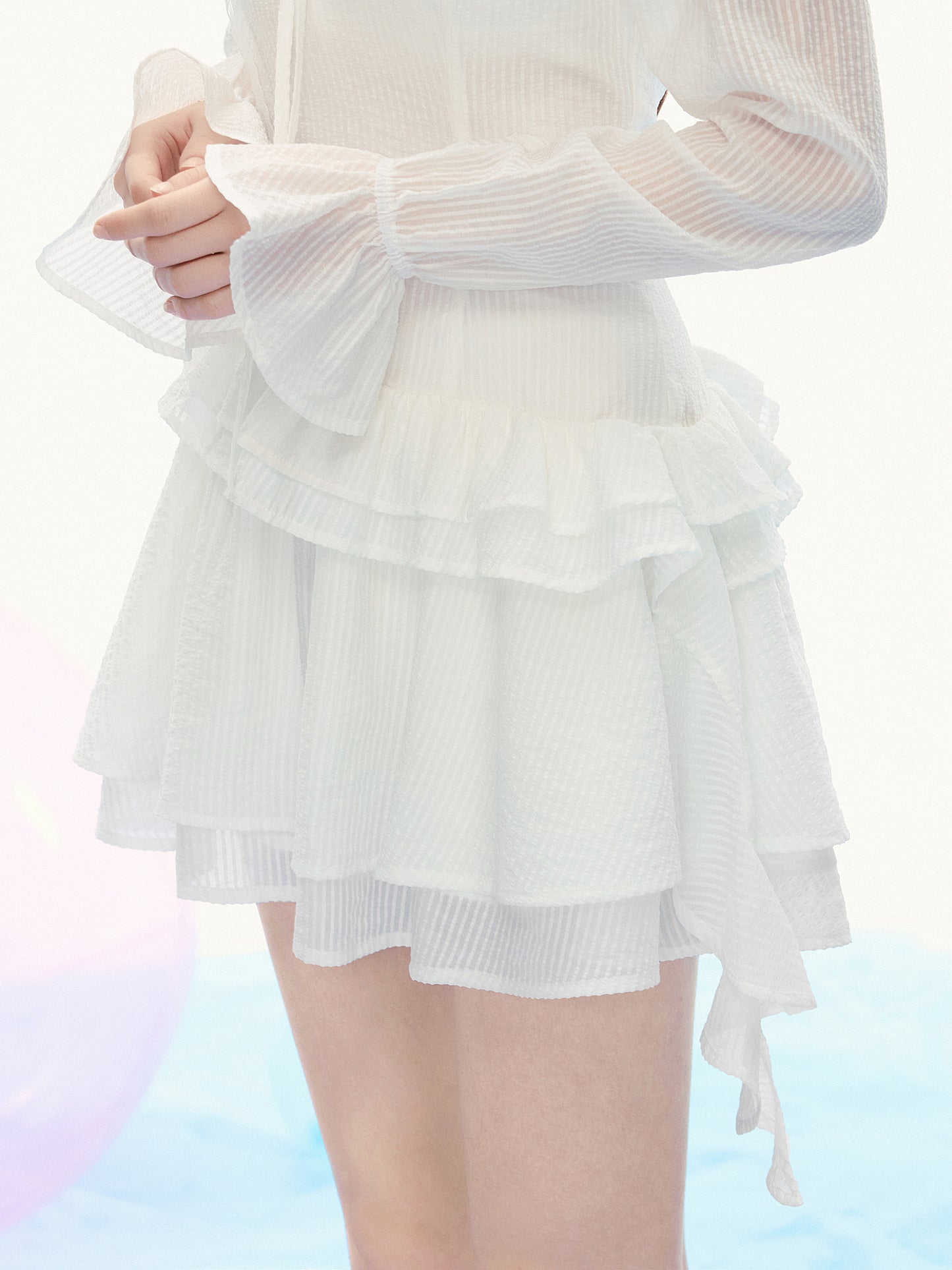 Asymmetric Waist Ruffled Dress With Spaghetti Straps