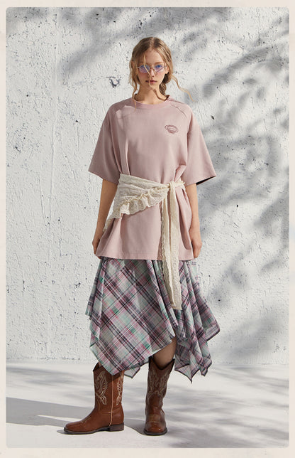 Casual Two-Tone Loose Fit T-Shirt