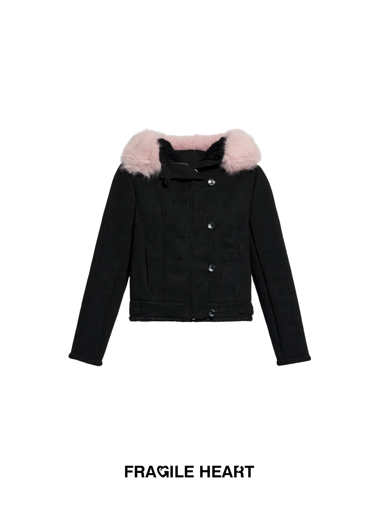 Faux Suede Jacket With Removable Fur Trim