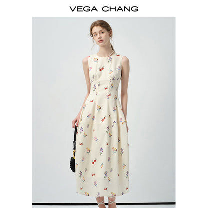 Sleeveless Floral Tailored Dress