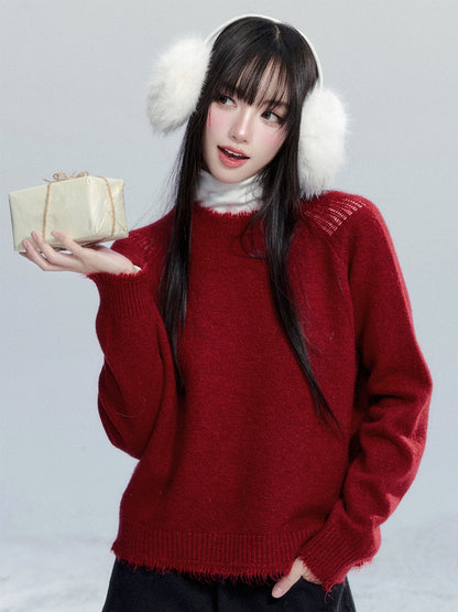 Frayed Edge Knit Sweater