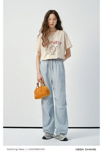 V-Neck Floral Print T-Shirt & Drawstring Pants