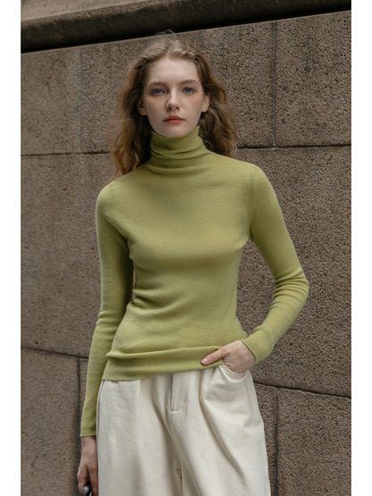 Slim Fit High Neck Merino Wool Sweater