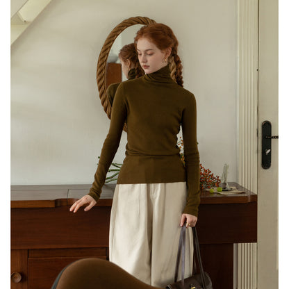 Slim Fit High Neck Merino Wool Sweater