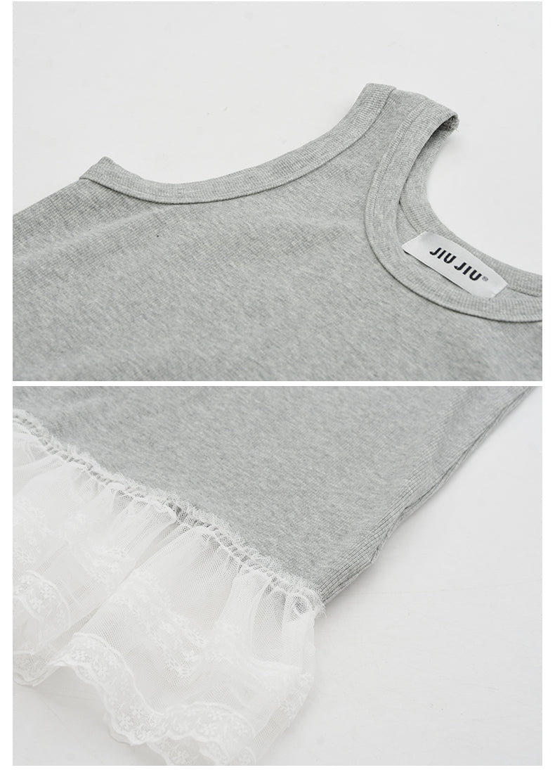 Lace-Trimmed Rib Tank Top
