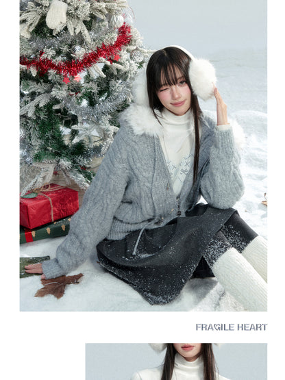 V-Neck Fair Isle Knit Pullover With Bow Motif