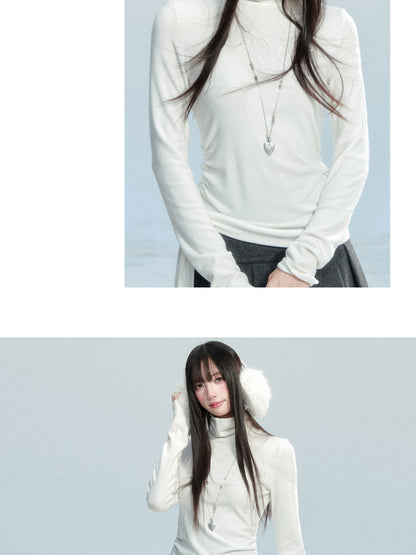 Fitted Ruched High Neck Top With Tie Detail