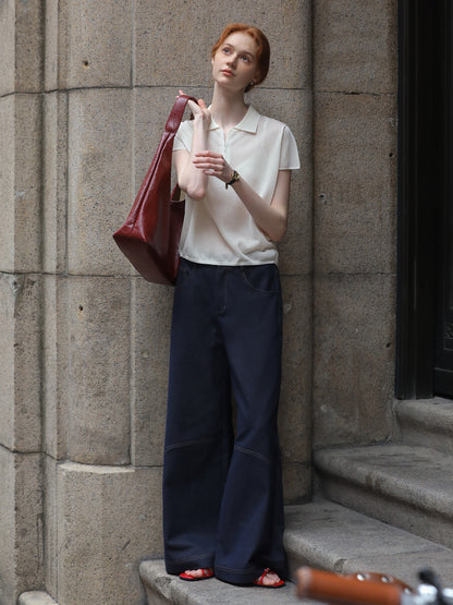 Soft Knit Top With Half-Zip Design