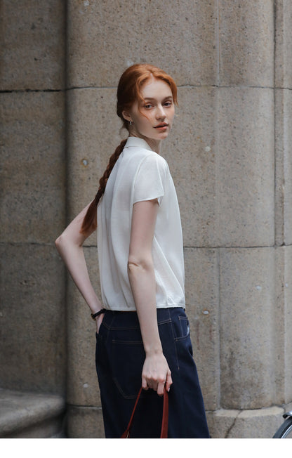 Soft Knit Top With Half-Zip Design