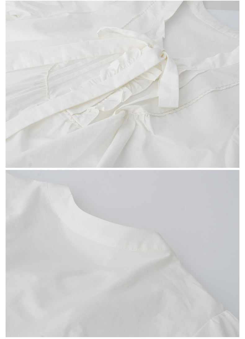 Puff-Sleeve Tie-Neck Pintuck Blouse