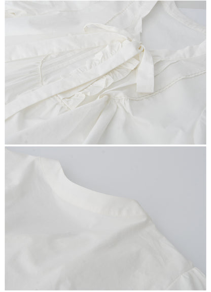 Puff-Sleeve Tie-Neck Pintuck Blouse