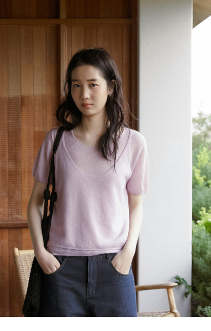 Monotone Layered Wool-Blend Knit Top