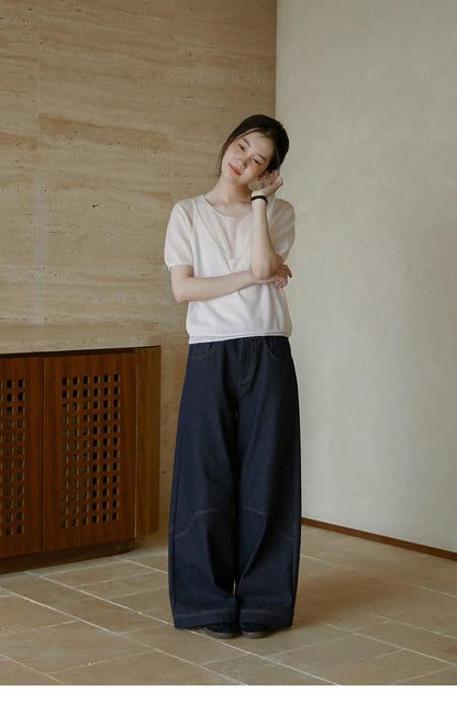 Monotone Layered Wool-Blend Knit Top