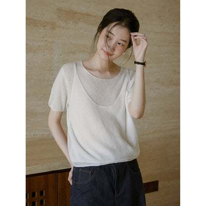 Monotone Layered Wool-Blend Knit Top