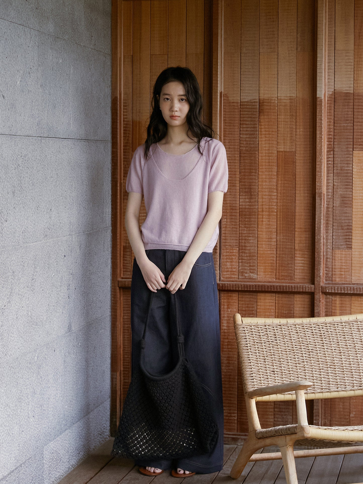 Monotone Layered Wool-Blend Knit Top