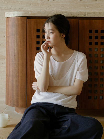 Monotone Layered Wool-Blend Knit Top