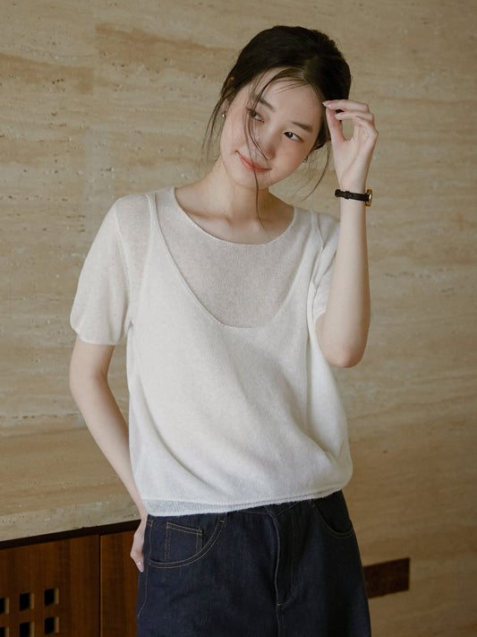 Monotone Layered Wool-Blend Knit Top