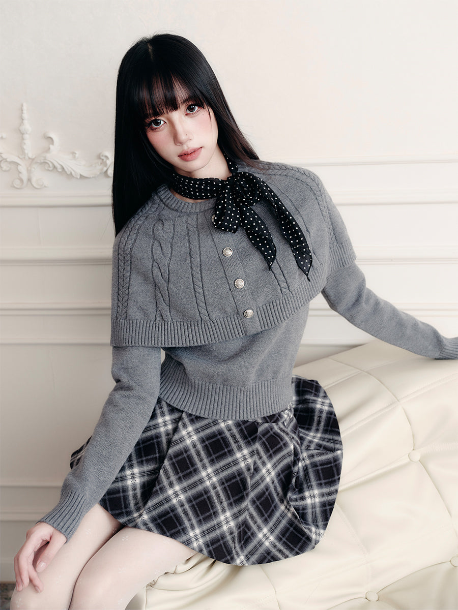 Cable Knit Cape-Style Sweater