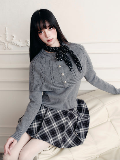 Cable Knit Cape-Style Sweater