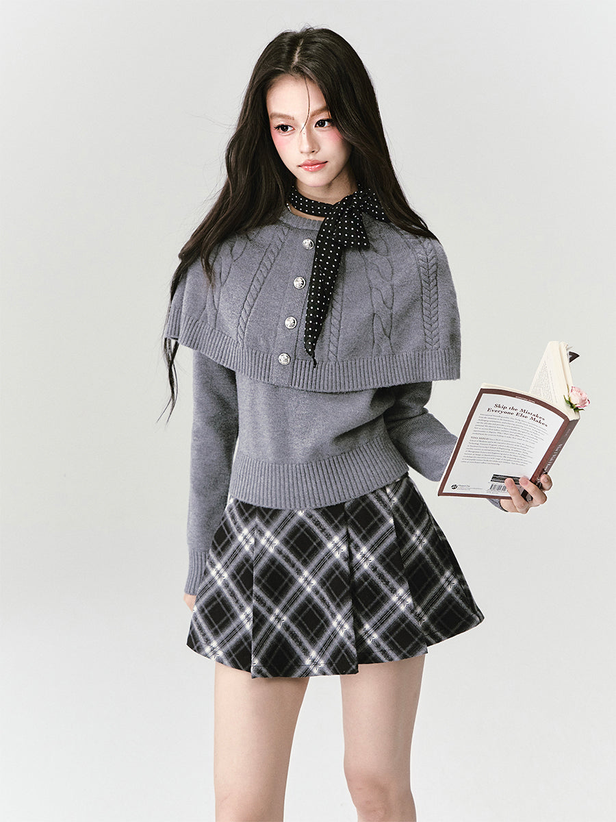 Cable Knit Cape-Style Sweater