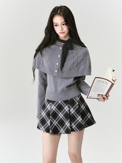 Cable Knit Cape-Style Sweater