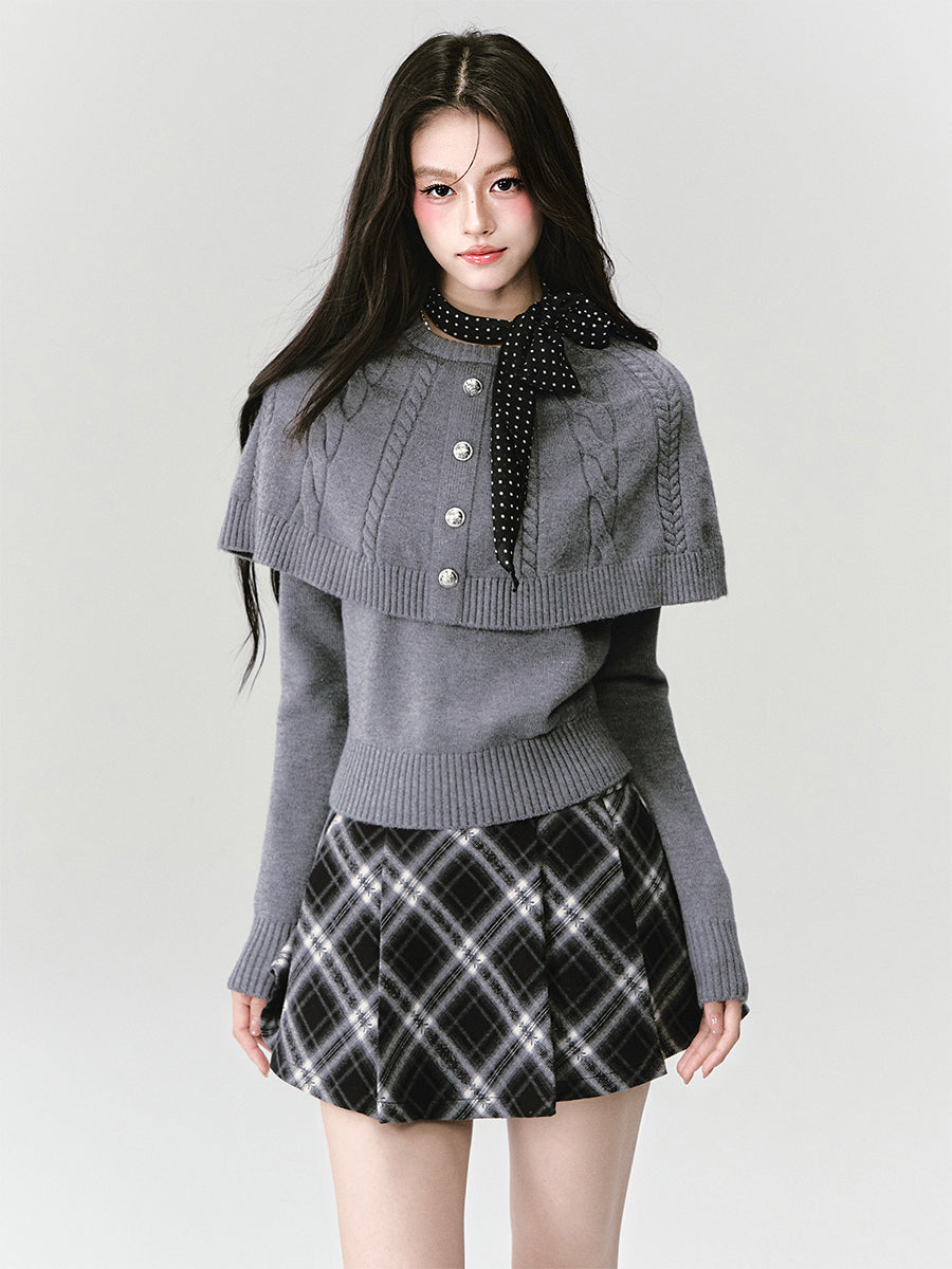 Cable Knit Cape-Style Sweater