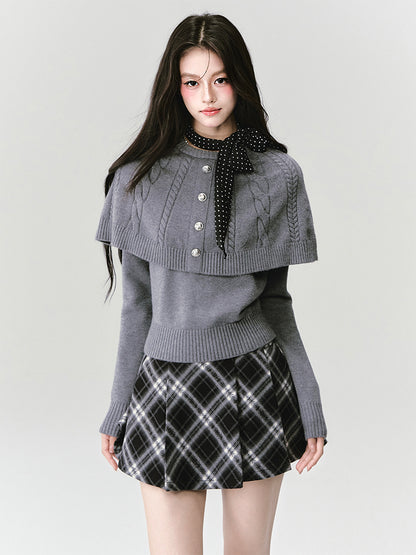 Cable Knit Cape-Style Sweater