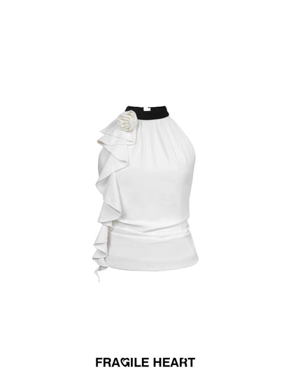 Zip-Up Chiffon Halter Top & Beaded Mini Skirt