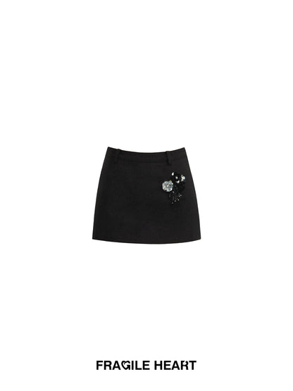 Zip-Up Chiffon Halter Top & Beaded Mini Skirt