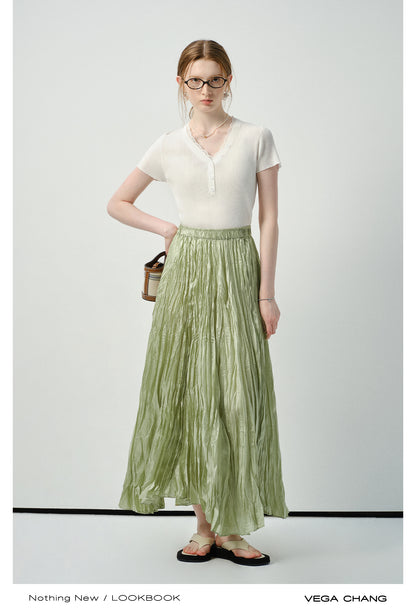 Fitted Lace-Trimmed Rib T-Shirt