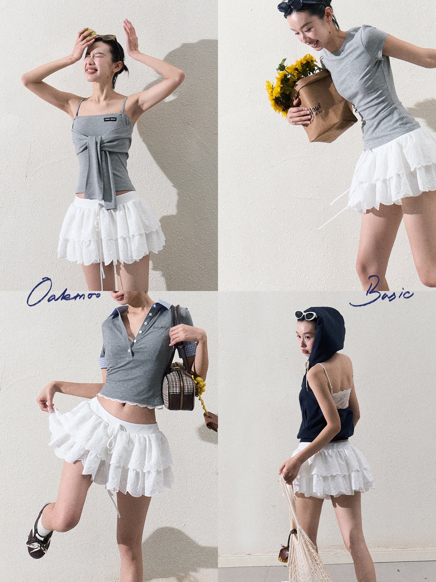 Scallop-Hem Embroidered Tiered Skirt With Shorts