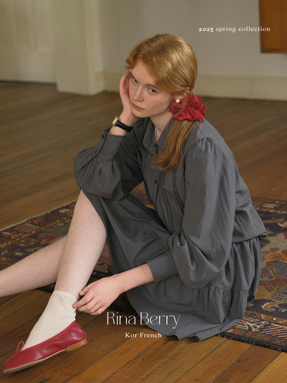 Puff Sleeve Pintuck Blouse And Matching Skirt