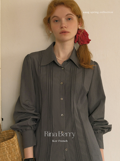 Puff Sleeve Pintuck Blouse And Matching Skirt