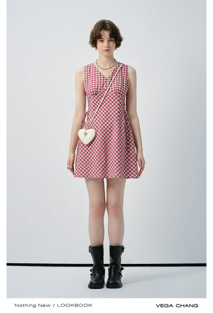 V-Neck Sleeveless Mini Dress With Lace-Up Sides